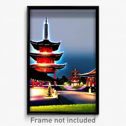 Pixel Art Poster - Ordinary Pagoda (8 Bit Psychedelic Trippy Video Game Print)
