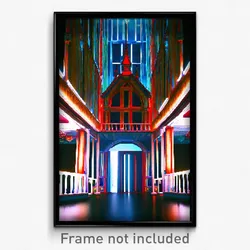 Pixel Art Poster - Interesting Architecture (8 Bit Psychedelic Video Game Print)