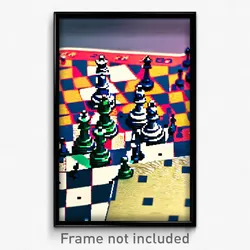 Pixel Art Poster - Homely Chess Board (8 Bit Psychedelic Video Game Print)