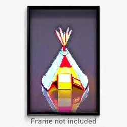 Pixel Art Poster - Flat Tepee (8 Bit Psychedelic Trippy Weird Video Game Print)