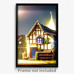 Pixel Art Poster - Old Cottage (8 Bit Psychedelic Trippy Weird Video Game Print)