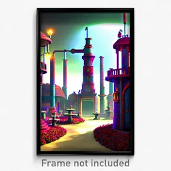 Pixel Art Poster - Whimsical Foundry (8 Bit Psychedelic Trippy Video Game Print)