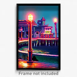 Pixel Art Poster - Slimy Wharf (8 Bit Psychedelic Trippy Weird Video Game Print)