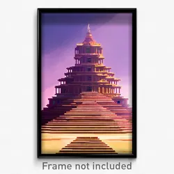 Pixel Art Poster - Impressive Ziggurat (8 Bit Psychedelic Video Game Print)