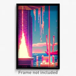 Pixel Art Poster - Liquid Marina (8 Bit Psychedelic Trippy Video Game Print)