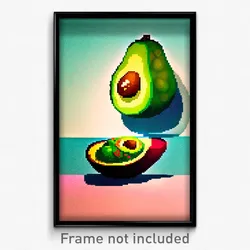 Pixel Art Poster - Flickering Avocado (8 Bit Psychedelic Video Game Print)