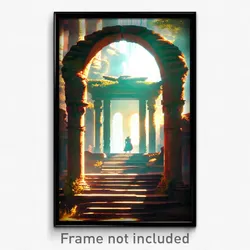 Pixel Art Poster - Enchanted Ancient Architecture (8 Bit Video Game Print)