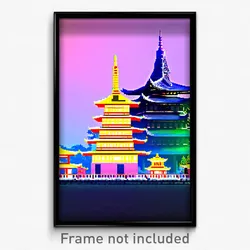 Pixel Art Poster - Brisk Pagoda (8 Bit Psychedelic Trippy Video Game Print)