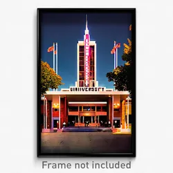 Pixel Art Poster - Brilliant University (8 Bit Psychedelic Video Game Print)
