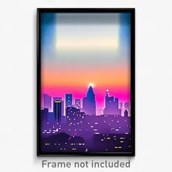 Pixel Art Poster - Cute Los Angeles (8 Bit Psychedelic Trippy Video Game Print)