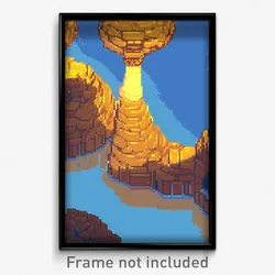 Pixel Art Poster - Tan Isle (8 Bit Psychedelic Trippy Weird Video Game Print)