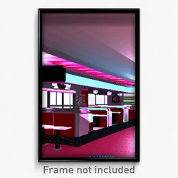 Pixel Art Poster - Cultured 50'S Diner (8 Bit Psychedelic Video Game Print)