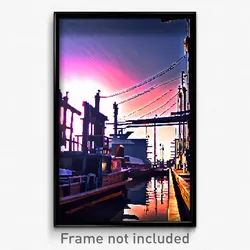 Pixel Art Poster - Natural Shipyard (8 Bit Psychedelic Trippy Video Game Print)