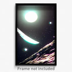 Pixel Art Poster - Remarkable Moon Battle (8 Bit Psychedelic Video Game Print)