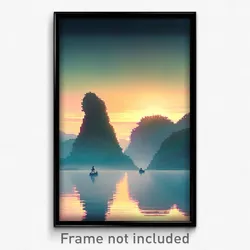 Pixel Art Poster - Blissful Bluff (8 Bit Psychedelic Trippy Video Game Print)
