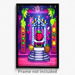 Pixel Art Poster - Fruity Throne Room (8 Bit Psychedelic Video Game Print)