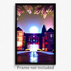 Pixel Art Poster - Fluffy Campus (8 Bit Psychedelic Trippy Video Game Print)