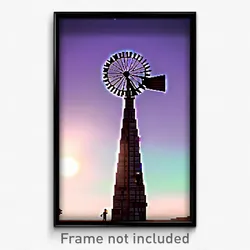 Pixel Art Poster - Silent Windmill (8 Bit Psychedelic Trippy Video Game Print)