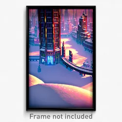 Pixel Art Poster - Frozen Metropolis (8 Bit Psychedelic Trippy Video Game Print)