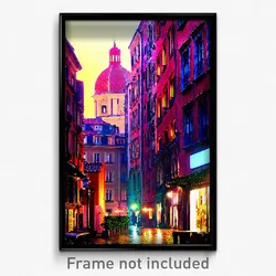 Pixel Art Poster - Acidic European City (8 Bit Psychedelic Video Game Print)