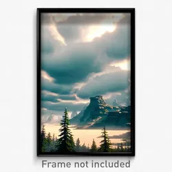 Pixel Art Poster - Cloudy Wilderness (8 Bit Psychedelic Trippy Video Game Print)