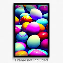 Pixel Art Poster - Musty Easter Eggs (8 Bit Psychedelic Trippy Video Game Print)