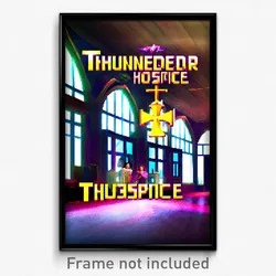 Pixel Art Poster - Thunderous Hospice (8 Bit Psychedelic Video Game Print)