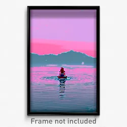 Pixel Art Poster - Watery Hideaway (8 Bit Psychedelic Trippy Video Game Print)
