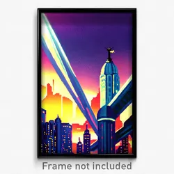 Pixel Art Poster - Fantastic Metropolis (8 Bit Psychedelic Video Game Print)