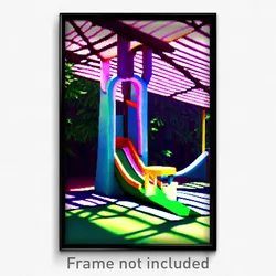 Pixel Art Poster - Shady Slide (8 Bit Psychedelic Trippy Weird Video Game Print)