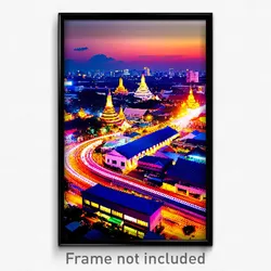 Pixel Art Poster - Attractive Thai City (8 Bit Psychedelic Video Game Print)