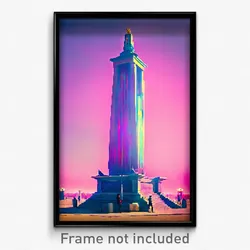 Pixel Art Poster - Vivid Obelisk (8 Bit Psychedelic Trippy Video Game Print)