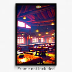 Pixel Art Poster - Empty Tavern (8 Bit Psychedelic Trippy Video Game Print)