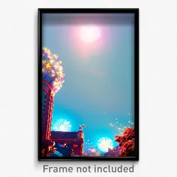 Pixel Art Poster - Light Blue New Year Day (8 Bit Psychedelic Video Game Print)