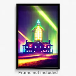 Pixel Art Poster - Electric Manor (8 Bit Psychedelic Trippy Video Game Print)