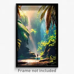 Pixel Art Poster - Wonderful Jungle (8 Bit Psychedelic Trippy Video Game Print)