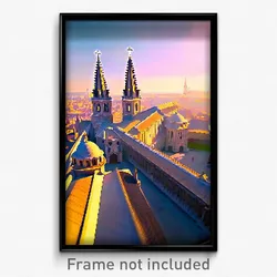 Pixel Art Poster - Buzzing Cathedral (8 Bit Psychedelic Trippy Video Game Print)