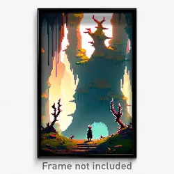 Pixel Art Poster - Thorny Grotto (8 Bit Psychedelic Trippy Video Game Print)