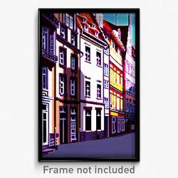 Pixel Art Poster - Unusual European City (8 Bit Psychedelic Video Game Print)
