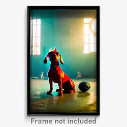 Pixel Art Poster - Rubbery Dog (8 Bit Psychedelic Trippy Weird Video Game Print)