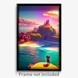 Pixel Art Poster - Quirky Seascape (8 Bit Psychedelic Trippy Video Game Print)