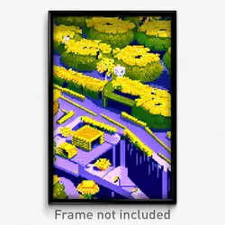 Pixel Art Poster - Yellow Apiary (8 Bit Psychedelic Trippy Video Game Print)