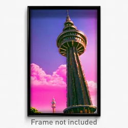 Pixel Art Poster - Ample Tower (8 Bit Psychedelic Trippy Weird Video Game Print)