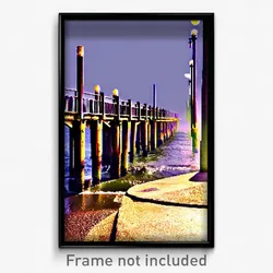 Pixel Art Poster - Old Pier (8 Bit Psychedelic Trippy Weird Video Game Print)