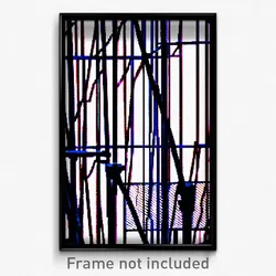Pixel Art Poster - Complex Wire Frame Hideout (8 Bit Video Game Print)