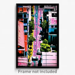 Pixel Art Poster - Rundown Thai City (8 Bit Psychedelic Trippy Video Game Print)