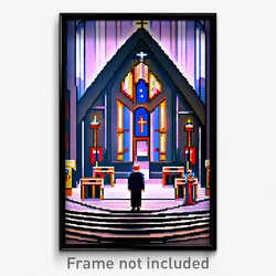 Pixel Art Poster - Gregarious Chapel (8 Bit Psychedelic Trippy Video Game Print)