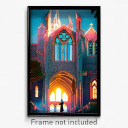 Pixel Art Poster - Brisk Abbey (8 Bit Psychedelic Trippy Weird Video Game Print)