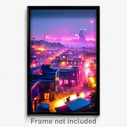 Pixel Art Poster - Bright Slum (8 Bit Psychedelic Trippy Weird Video Game Print)