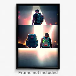 Pixel Art Poster - Faraway Backpack (8 Bit Psychedelic Trippy Video Game Print)